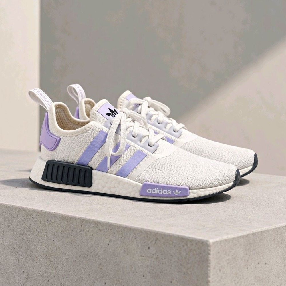 adidas NMD_R1 White Dust Purple Low-Top Breathable Mesh- Wms 9 Sneakers EF2356